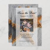 砂浜の二匹のヒトデ、ビーチウェディング セーブザデート (正面/裏面)