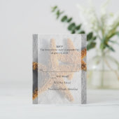 砂浜の二匹のヒトデ、ビーチウェディング 出欠カード (スタンド正面)