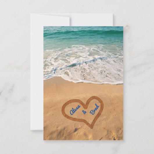 砂浜の名前 ビーチウェディング招待状 出欠確認 招待状 (裏面)