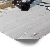 砂浜の柱に立つペリカン ポスター (角)