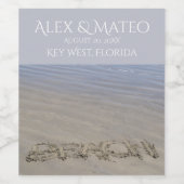 砂浜の洗練されたニュートラルなデザインの筆記 ワインラベル (シングルラベル)