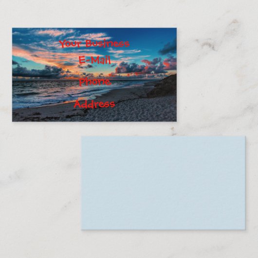 砂浜の熱帯海の日没 名刺 (正面/裏面)