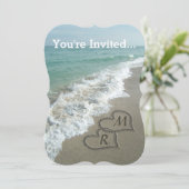 砂浜の絡み合うハート 招待状 (スタンド正面)