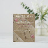 砂浜の貝殻とハートのSave the Date招待状 セーブザデート (スタンド正面)