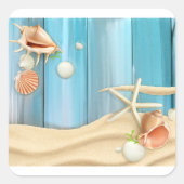 砂浜の貝殻 スクエアシール (正面)