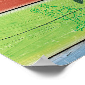 砂浜の足跡と塩けのキス。もうすぐ新郎新婦になるポスター ポスター (角)