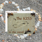 砂浜の足跡 キス ロマンティック ビーチ ポストカード