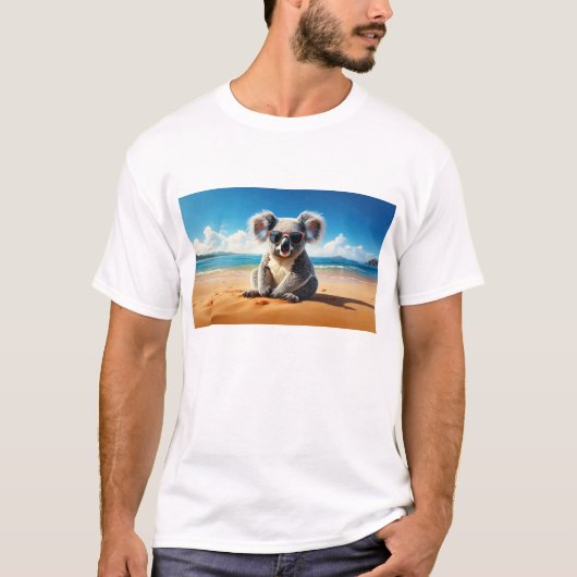 砂浜の コアラ Tシャツ (正面)