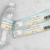 砂浜ビーチの貝殻をイメージした海の目的地ウェディング ペットボトルラベル