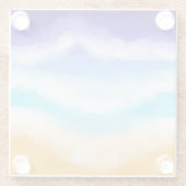 砂浜威厳のあるに浮かぶ青とティール（緑がかった色）の波 ガラスコースター (裏面)