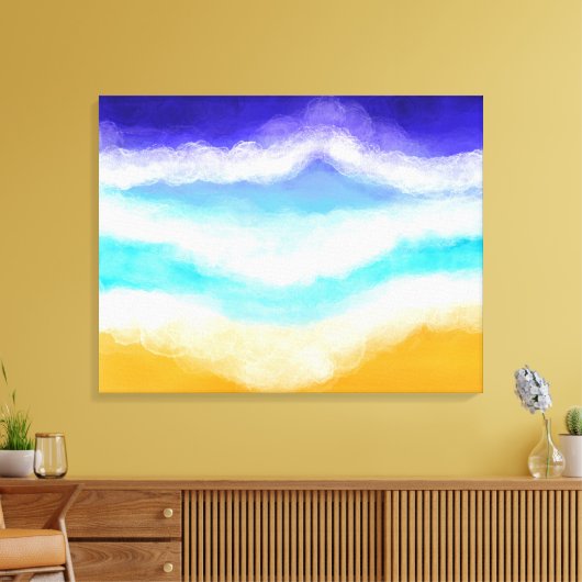 砂浜威厳のあるに浮かぶ青とティール(緑がかった色)の波 キャンバスプリント (インサイチュ (リビング))