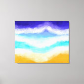 砂浜威厳のあるに浮かぶ青とティール(緑がかった色)の波 キャンバスプリント (正面)