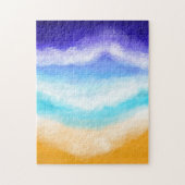 砂浜威厳のあるに浮かぶ青とティール(緑がかった色)の波 ジグソーパズル (縦)