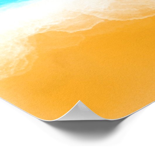 砂浜威厳のあるに浮かぶ青とティール（緑がかった色）の波 ポスター (角)