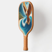 砂浜威厳のあるの上に舞うワシ ピックルボールラケット (左)