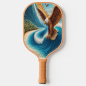 砂浜威厳のあるの上に舞うワシ ピックルボールラケット (裏面)