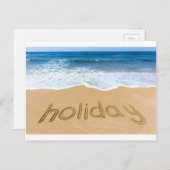 砂浜書の単語の休日ビーチ シーズンポストカード (正面/裏面)