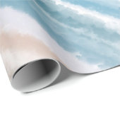 砂浜海波抽象芸術水色 ラッピングペーパー (ロールコーナー)