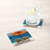 砂浜|Maldivesの日傘 スクエアペーパーコースター (インサイチュ)