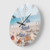 砂海スカイ、ビーチ、シーシェル ラージ壁時計 (傾斜)