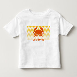 砂海岸のおもしろいのオレンジカニ トドラーTシャツ