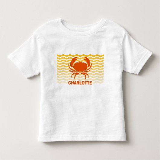 砂海岸のおもしろいのオレンジカニ トドラーTシャツ (正面)