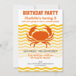 砂海岸のパーティーのおもしろいのオレンジカニ 招待状