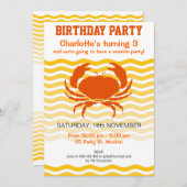 砂海岸のパーティーのおもしろいのオレンジカニ 招待状 (正面/裏面)