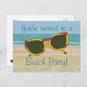砂海、ビーチパーティの招待状、はがき インビテーションポストカード (正面/裏面)