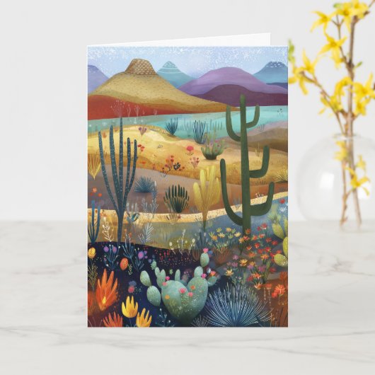 砂漠お洒落のシーンこんにちは カード (黄色い花)