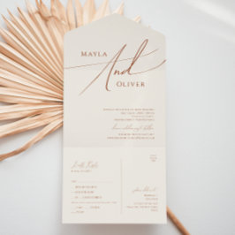 砂漠お洒落 |ベージュカジュアルシールと送信 オールインワン招待状