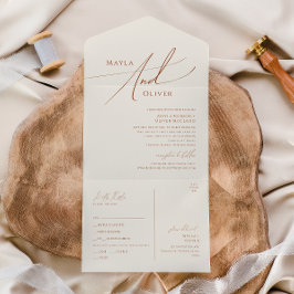 砂漠お洒落 |ベージュシールと送信 オールインワン招待状