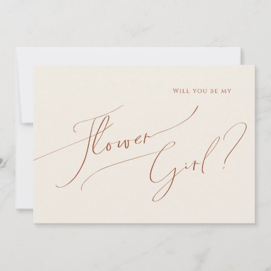 砂漠お洒落 | ベージュフラワーガールカード 招待状 (正面)