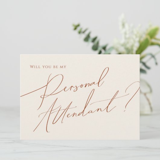 砂漠お洒落 |ベージュ付き添い人提案カード 招待状 (スタンド正面)