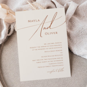 砂漠お洒落  ベージュ伝統的結婚ズ 招待状