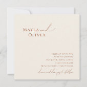 砂漠お洒落 |ベージュ結婚スクエア 招待状 (正面)