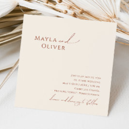 砂漠お洒落 |ベージュ結婚スクエア 招待状