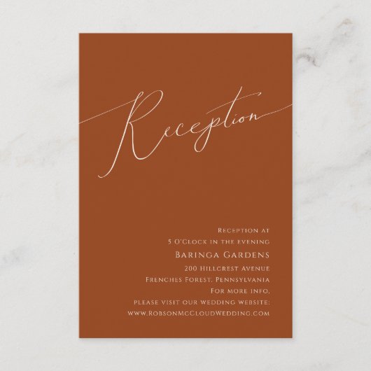 砂漠お洒落 |錆びたウェディングレセプションカード エンクロージャーカード (正面)