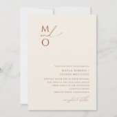 砂漠お洒落 | Beige Monogram 結婚's 招待状 (正面)