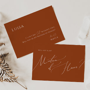 砂漠お洒落 Terracotta Matron of Honor Card 招待状