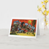 砂漠からのユーモアあふれるグリーティング ヴィンテージ カード (黄色い花)