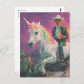砂漠でユニコーンに乗るカウボーイ ポストカード (正面/裏面)