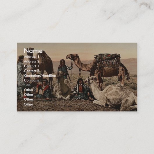 砂漠で停止しているラクダ聖地のヴィンテージPH 名刺 (正面)