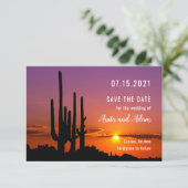 砂漠とサボテンの風景 - 結婚式のご案内カード セーブザデート (スタンド正面)