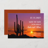 砂漠とサボテンの風景 - 結婚式のご案内カード セーブザデート (正面/裏面)