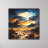 砂漠と山の息をのむような美しい キャンバスプリント (正面)