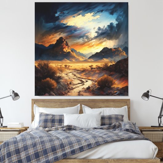 砂漠と山の息をのむような美しい キャンバスプリント (インサイチュ (寝室))