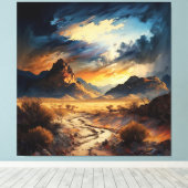 砂漠と山の息をのむような美しい キャンバスプリント (インサイチュ (ウッドフロア))