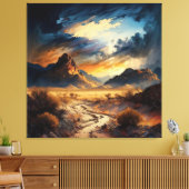 砂漠と山の息をのむような美しい キャンバスプリント (インサイチュ (リビング))