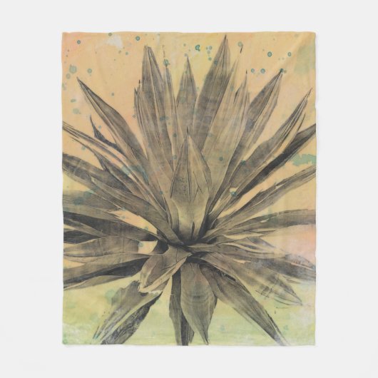 砂漠によっては|の緑植物が夢を見ます フリースブランケット (正面)